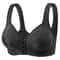 Women's Wire-Free Bra with Front Closure, Solid Color Full Coverage, Fixed Cups, Ideal for Middle-Aged and Elderly