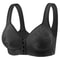 Women's Wire-Free Bra with Front Closure, Solid Color Full Coverage, Fixed Cups, Ideal for Middle-Aged and Elderly