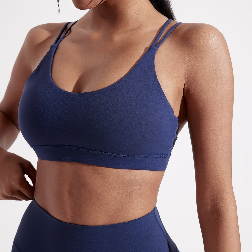 Solid Color Cross Fitness Bra Soft High Strength Women Tight Sport Top Comprehensive Training Gym Y 4