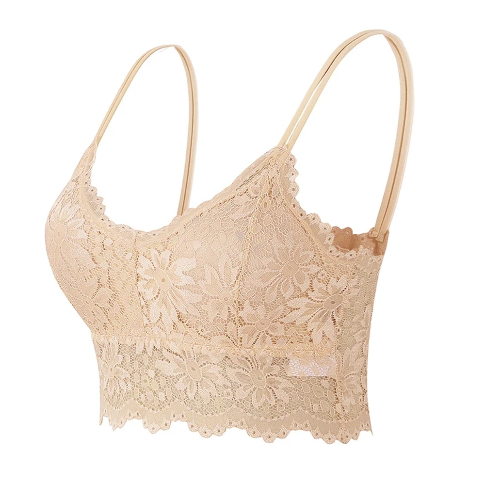 New Women Lace Bras Top Comfortable Bralette Solid Color Sexy Underwear Vest Female Hollow Out Wire