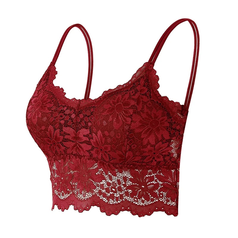 New Women Lace Bras Top Comfortable Bralette Solid Color Sexy Underwear Vest Female Hollow Out Wire