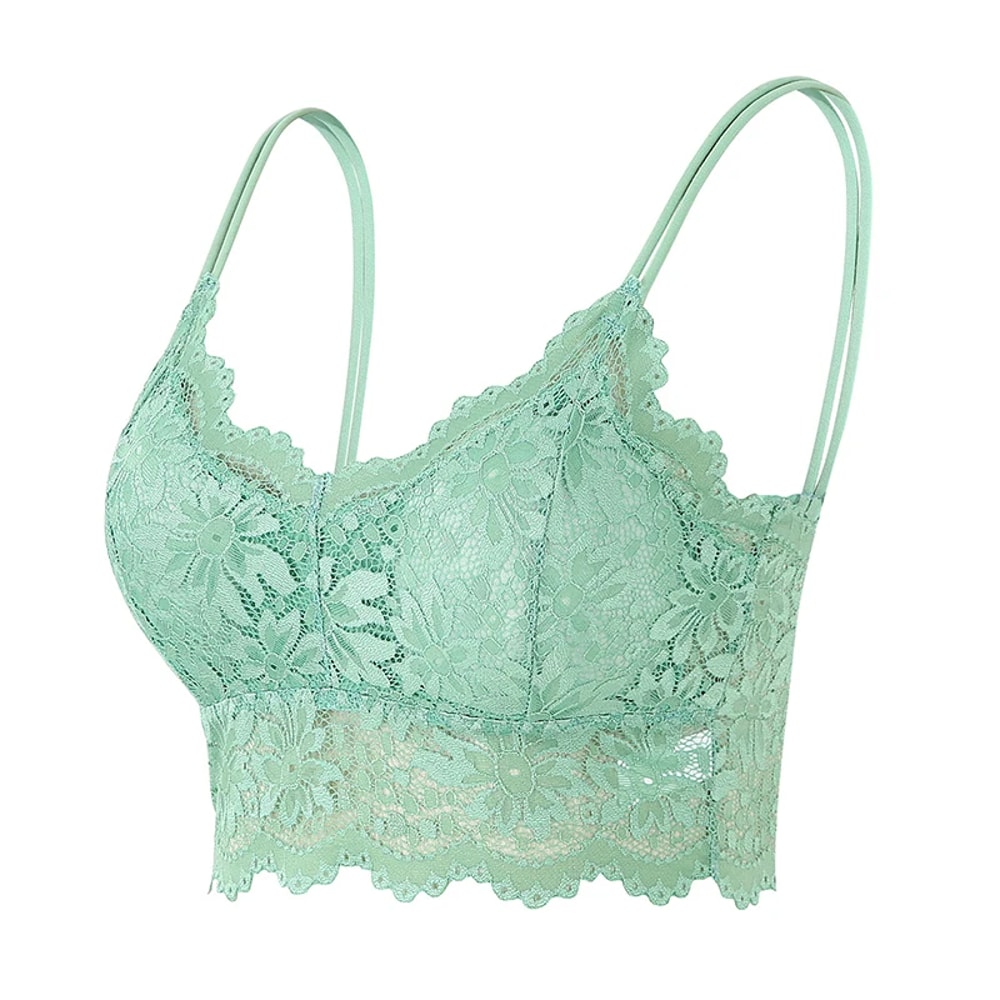 New Women Lace Bras Top Comfortable Bralette Solid Color Sexy Underwear Vest Female Hollow Out Wire