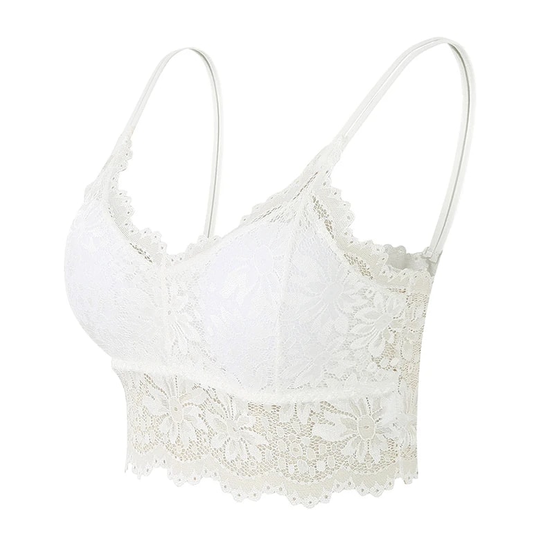 New Women Lace Bras Top Comfortable Bralette Solid Color Sexy Underwear Vest Female Hollow Out Wire