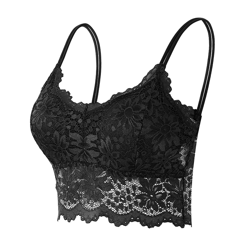 New Women Lace Bras Top Comfortable Bralette Solid Color Sexy Underwear Vest Female Hollow Out Wire
