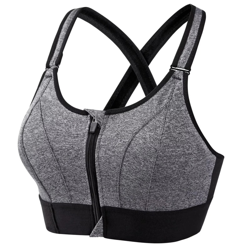 Sports Bra For Women, Front Zipper, Adjustable Strap, Shockproof Elastic, Fitness Athletic Brassiere, Slim Yoga Crop Top