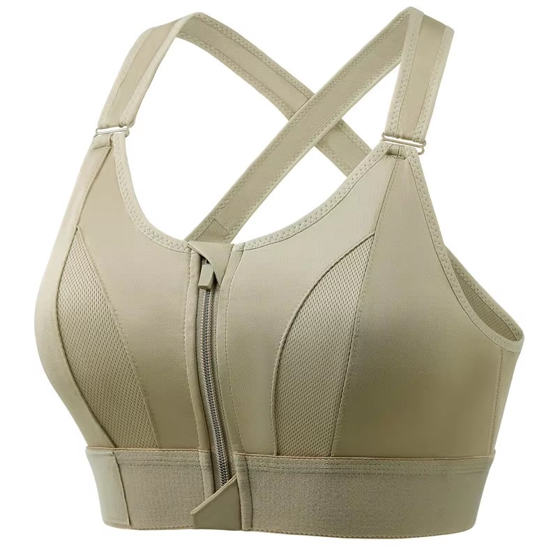 Sports Bra For Women, Front Zipper, Adjustable Strap, Shockproof Elastic, Fitness Athletic Brassiere, Slim Yoga Crop Top