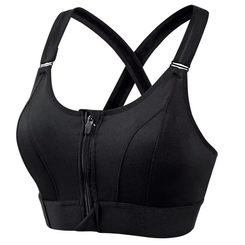 Sports Bra For Women, Front Zipper, Adjustable Strap, Shockproof Elastic, Fitness Athletic Brassiere, Slim Yoga Crop Top