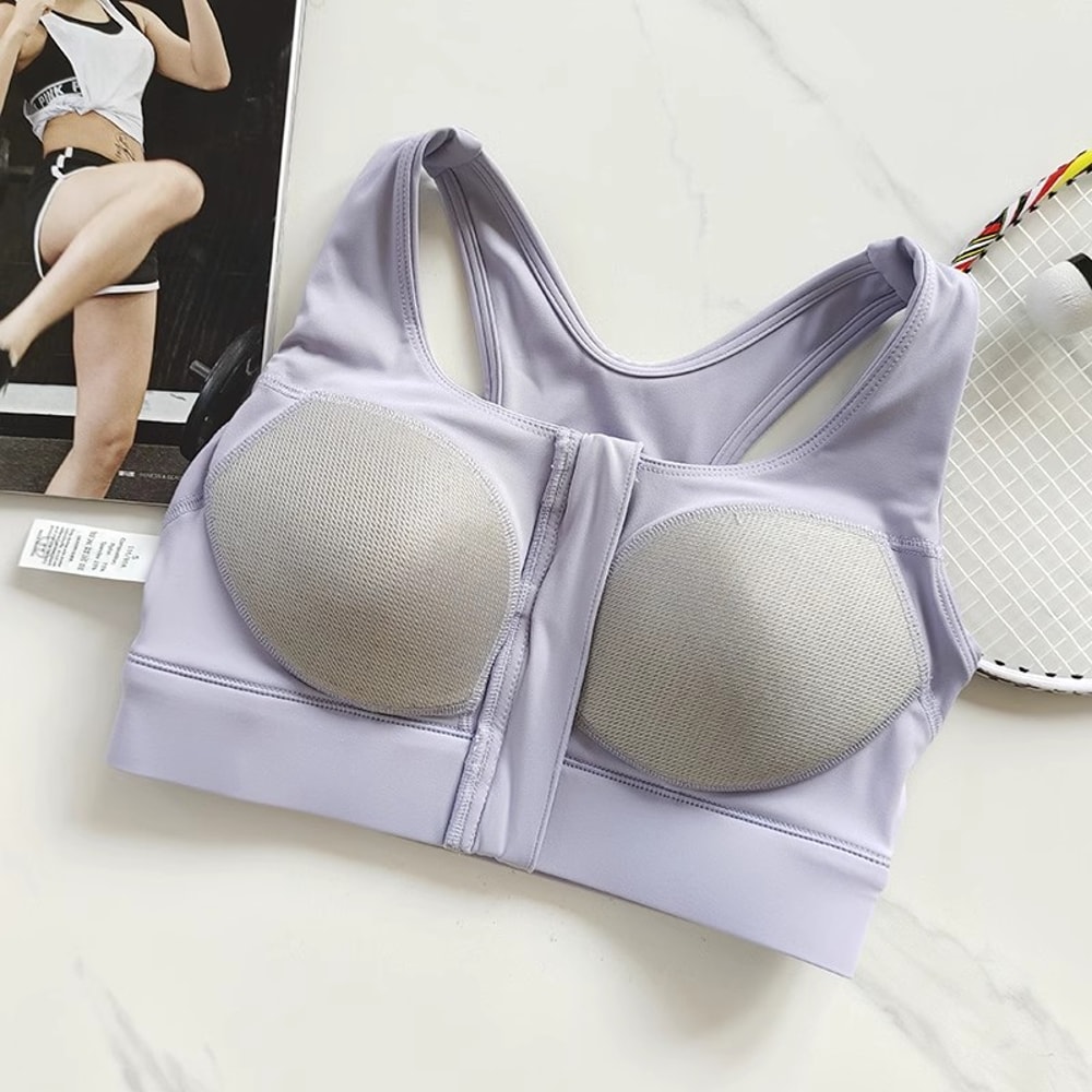 Womens High Impact Front Zipper Sports Bra, Shockproof Quick Dry Yoga Top, Running Vest Fitness Adjust Gym Underwear