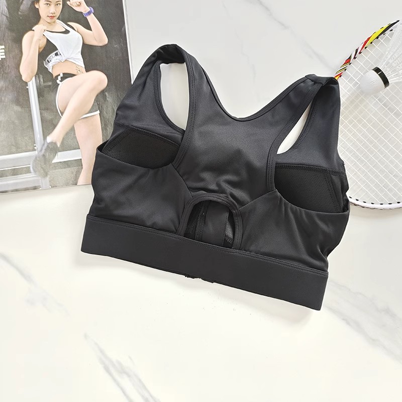 Womens High Impact Front Zipper Sports Bra, Shockproof Quick Dry Yoga Top, Running Vest Fitness Adjust Gym Underwear