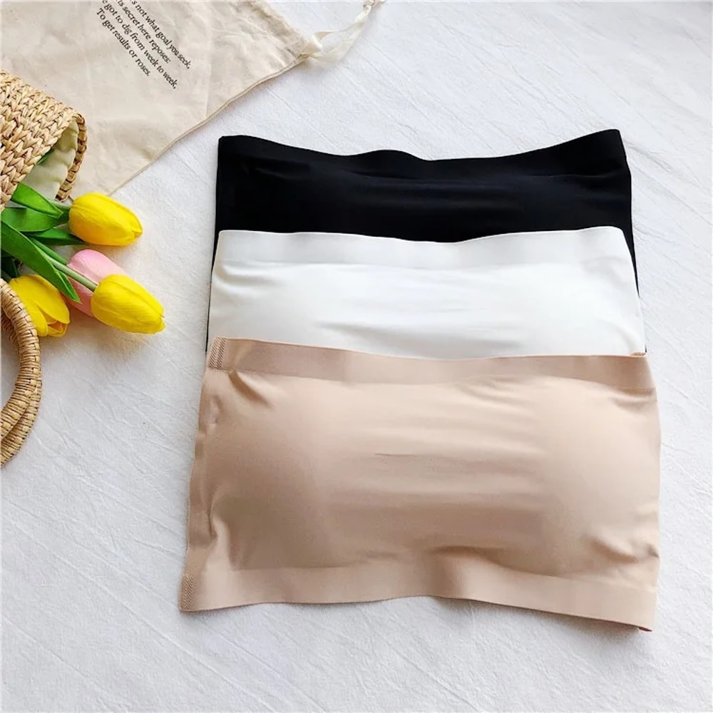 Ice Silk Strapless Bra Girls Seamless Crop Tube Top Sexy Soft Bra Large Size Bustier Tops For Women 3
