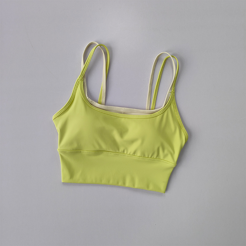 Sports Bra Women Summer, Shock Absorbing Gathering, Double Breast Strap Yoga Vest, Quick Drying Anti Sagging Fitness Bra