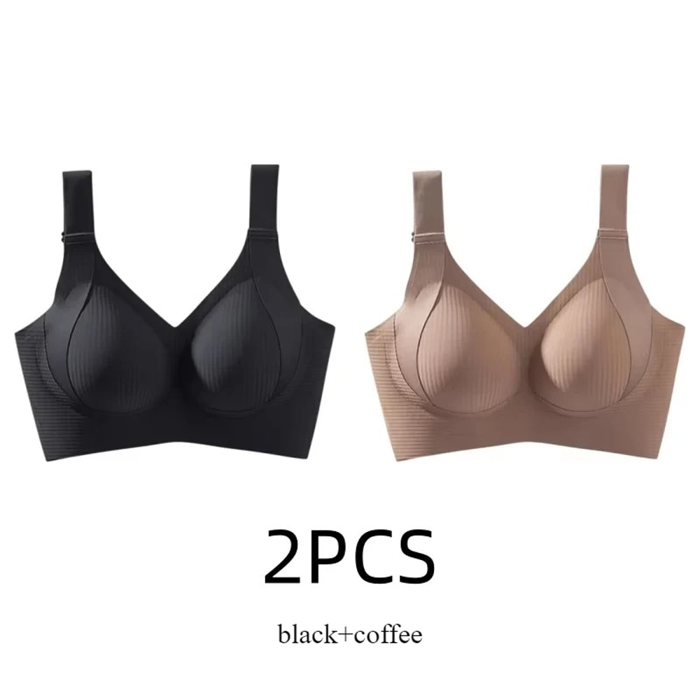 Womens Solid Seamless Bras Full Cup Wireless Soft Intimates Comfortable Brassiere Push Up Sexy Unde