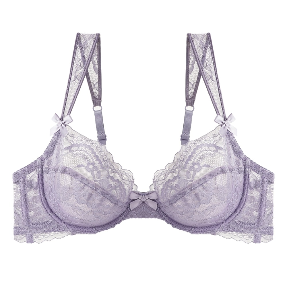 Sexy Ultrathin Lace Bras Womens Push Up Bra Hollow Out Transparent Gathered Underwear French Elegan 0