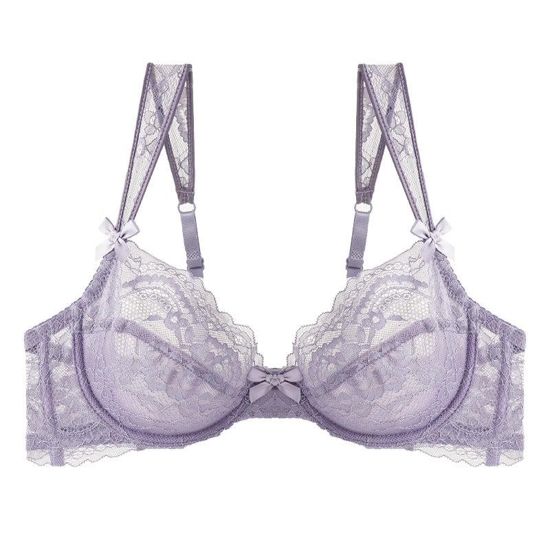 Sexy Ultrathin Lace Bras Womens Push Up Bra Hollow Out Transparent Gathered Underwear French Elegan 8