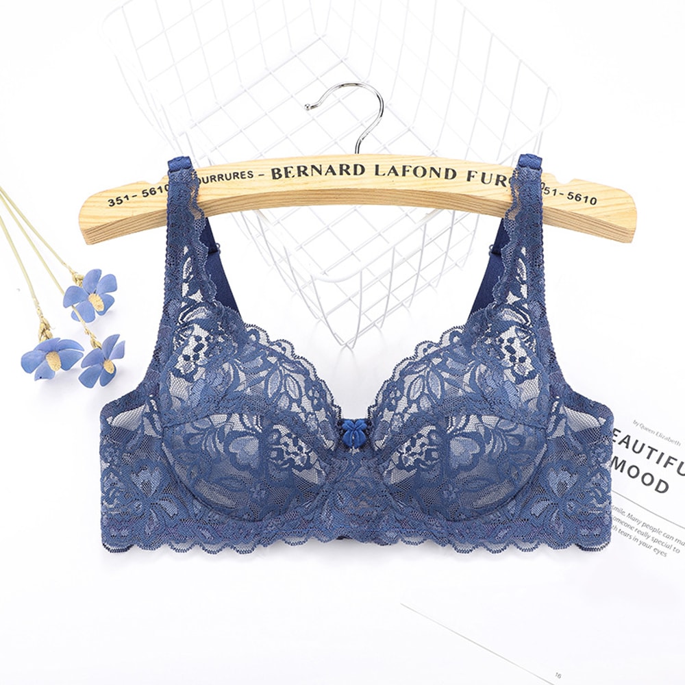 Lace Push Up Bra Women Sexy Hollow Out Lingerie Lady Lace Transparent Underwear Female Embroidery S 12