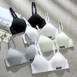 cotton underwear women ab cup bra, wireless gathered comfort v brassiere, push up lingerie bralette for women, seamless