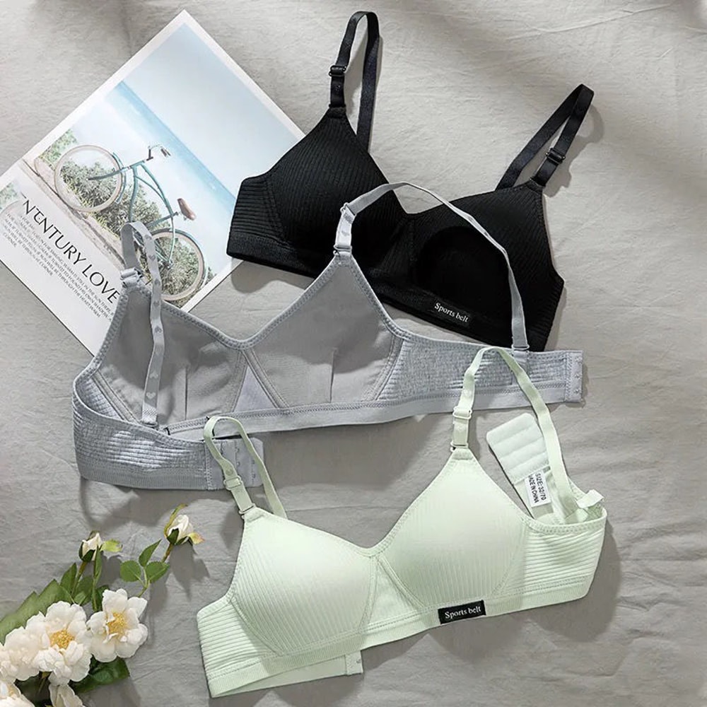 Cotton Underwear Women AB Cup Bra Wireless Gathered Comfort V Brassiere Push Up Lingerie Bralette F 2