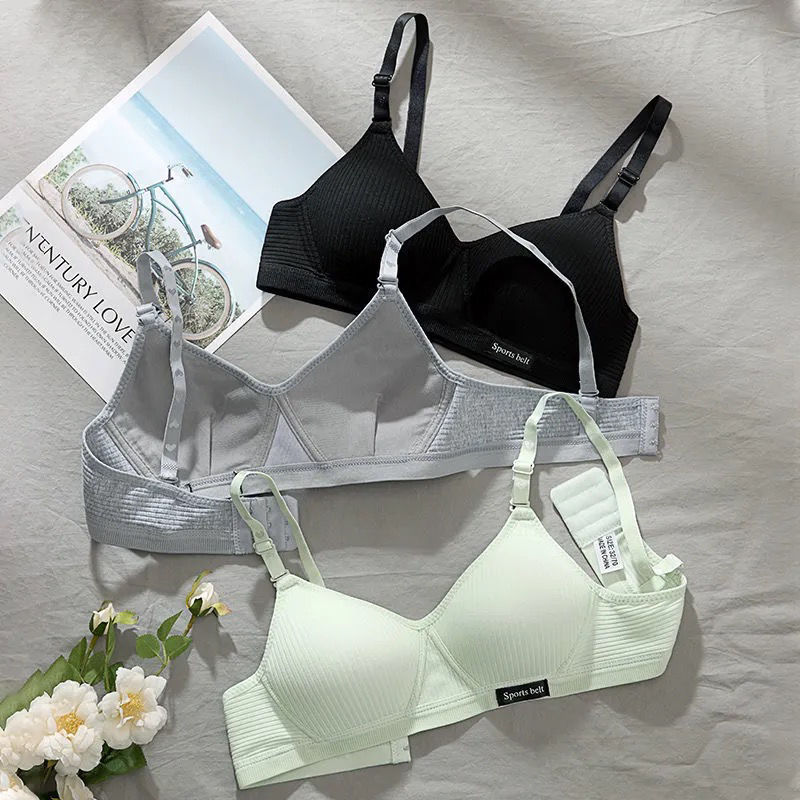 Cotton Underwear Women AB Cup Bra Wireless Gathered Comfort V Brassiere Push Up Lingerie Bralette F 2