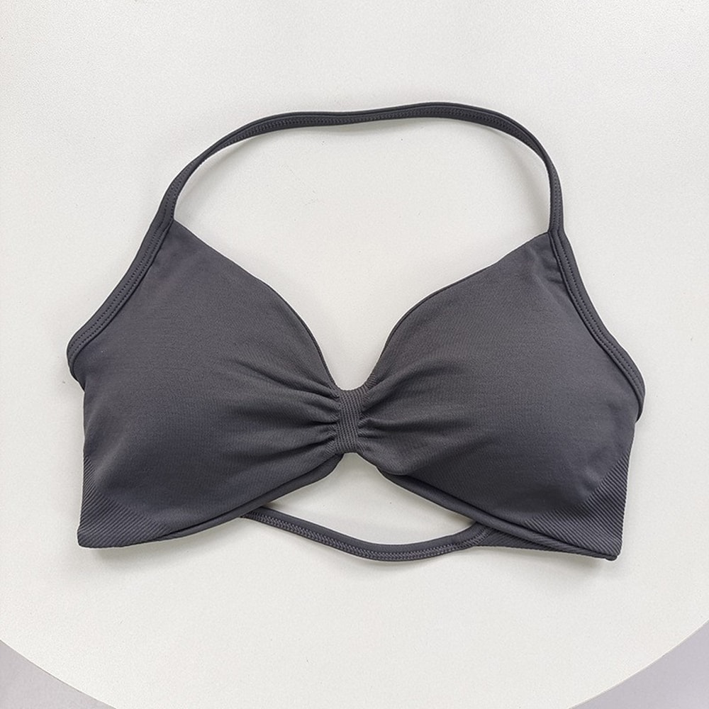 Women's High-Support Lace-Up Sports Bra, Thin-Strap Camisole, Seamless, Tight-Fit Gym Top for Push-Up Training Yoga