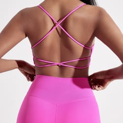 solid color gym yoga underwear women cross back straps fitness bra, high strength tight sport top with chest pad women