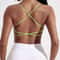 Solid Color Gym Yoga Underwear Women Cross Back Straps Fitness Bra, High Strength Tight Sport Top with Chest Pad Women