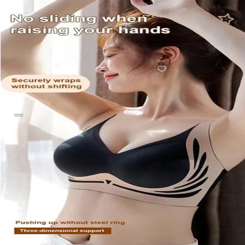 Powerful Push Up Seamless Bra Women Gathered Wireless Bra Soft Full Coverage Support AntiSagging Ad 1