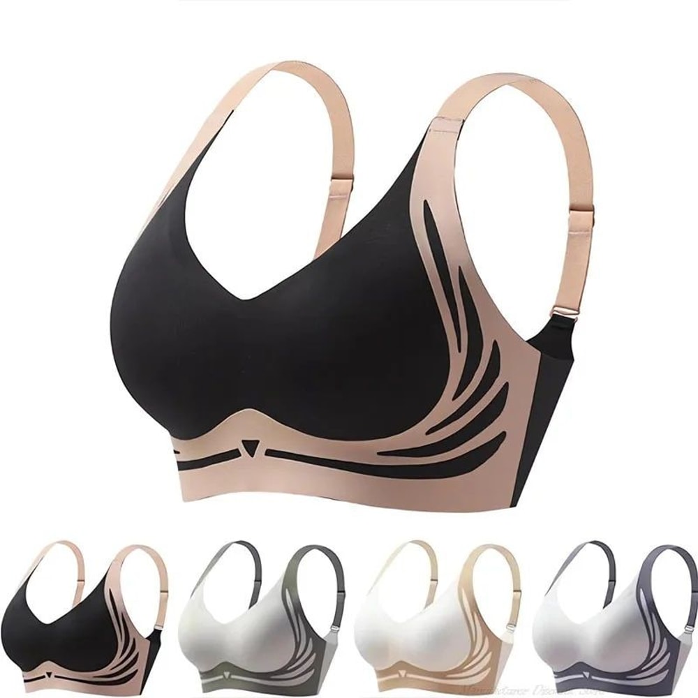 Powerful Push Up Seamless Bra Women Gathered Wireless Bra Soft Full Coverage Support AntiSagging Ad 0