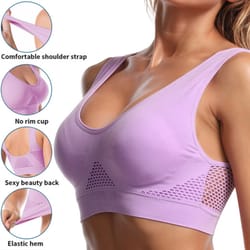 hollow out women sport bra, fitness yoga running vest, wireless gym top, padded crop tops, breathable underwear, comfort