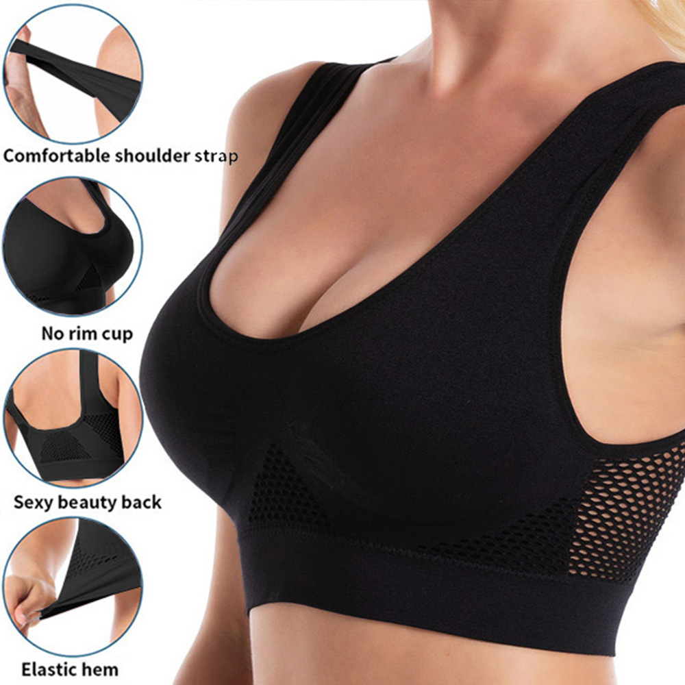 Hollow Out Women Sport Bra Fitness Yoga Running Vest Wireless Gym Top Padded Crop Tops Breathable U 1