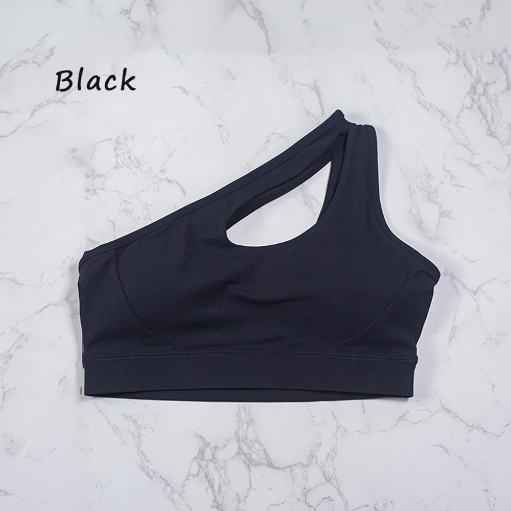Sexy One Shoulder Sports Bra For Women QuickDrying Yoga Top Vest Gym Running Fitness Underwear Comf 7