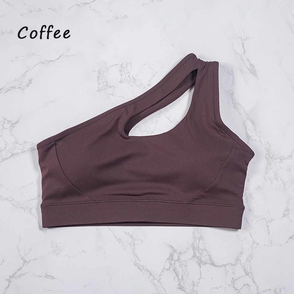 Sexy One Shoulder Sports Bra For Women QuickDrying Yoga Top Vest Gym Running Fitness Underwear Comf 8
