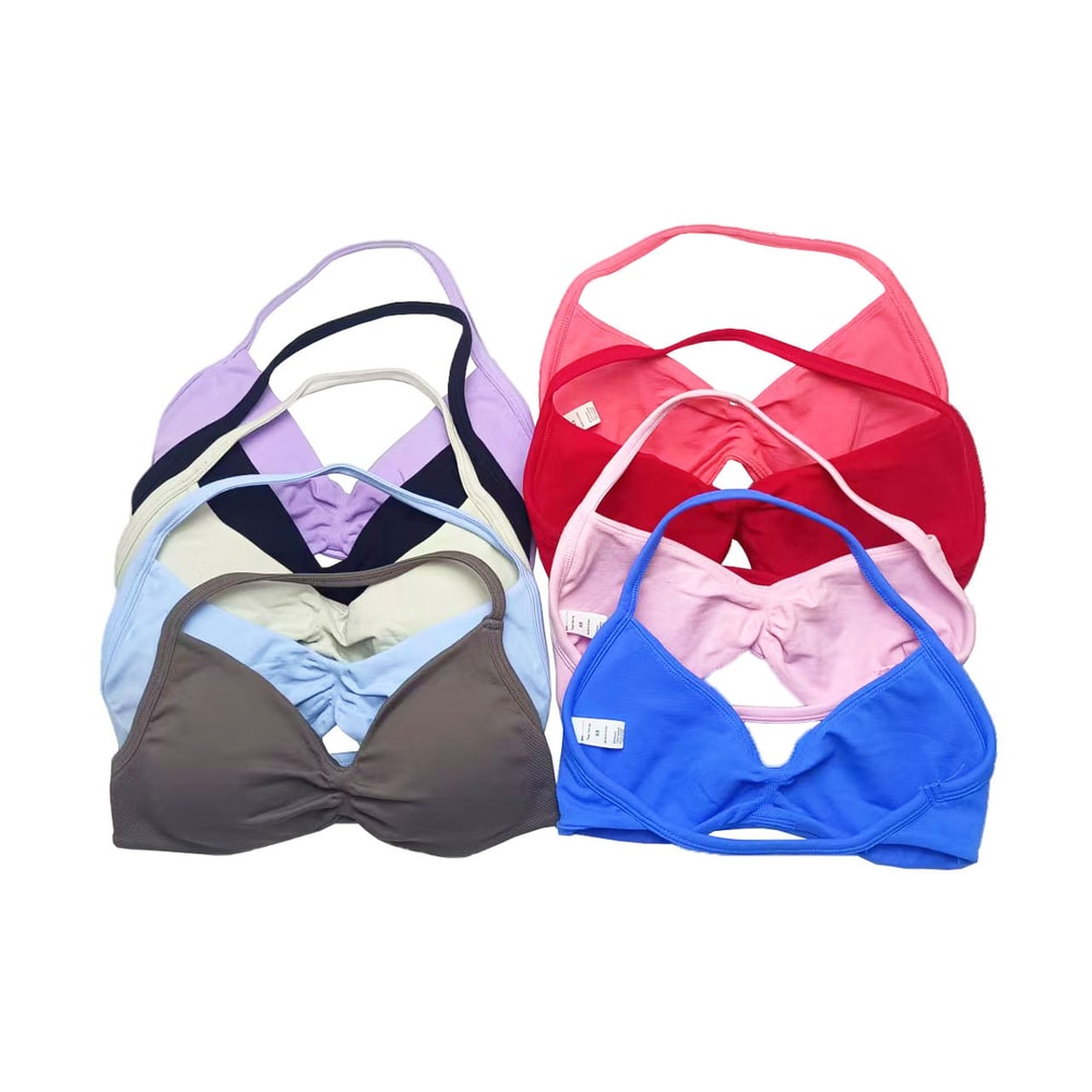 Strappy Bra Gym Top Women High Support Thin Strap Sports Bra Seamless Halter Yoga Workout Underwear 0