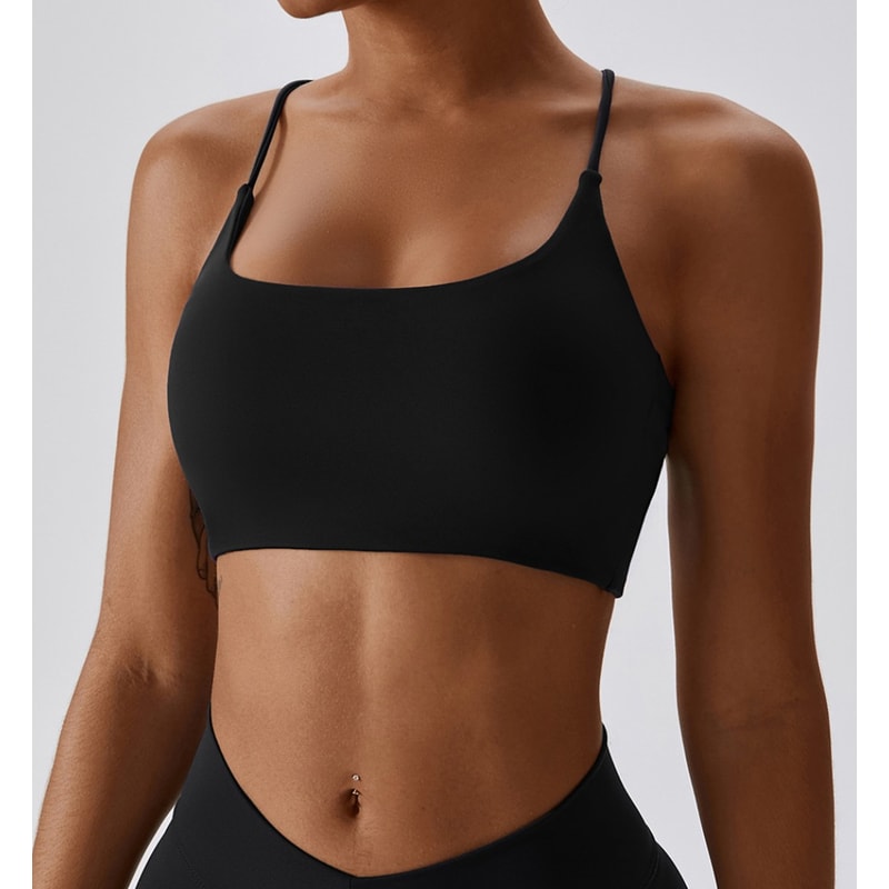 Women Fitness Sport Bra Top Gym Yoga Underwear Athletic With Chest Pad Uneck Spaghetti Straps Cross 3