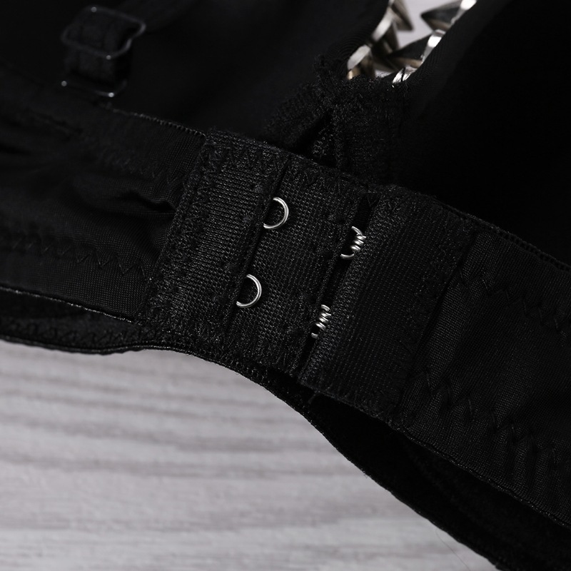 Silver Rivets Punk Rave Bralette Lingerie, Gothic Bra Top, Sexy Push Up Brassiere, Nightclub Party Fashion Hot Bras