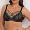 Lace Plus Size Bra, Thin Mesh Embroidery, Full Cup, Gathering Top Support, Slim Fit Underwear for Women