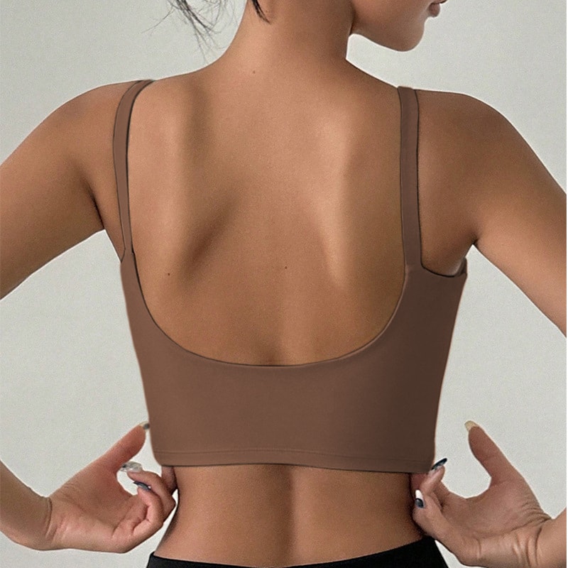 Yoga Underwear Women Breathable Solid UShaped Sports Bra Top Gym Athletic Tight Workout Vest With C 8