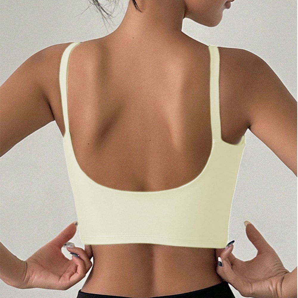 Yoga Underwear Women Breathable Solid UShaped Sports Bra Top Gym Athletic Tight Workout Vest With C 9