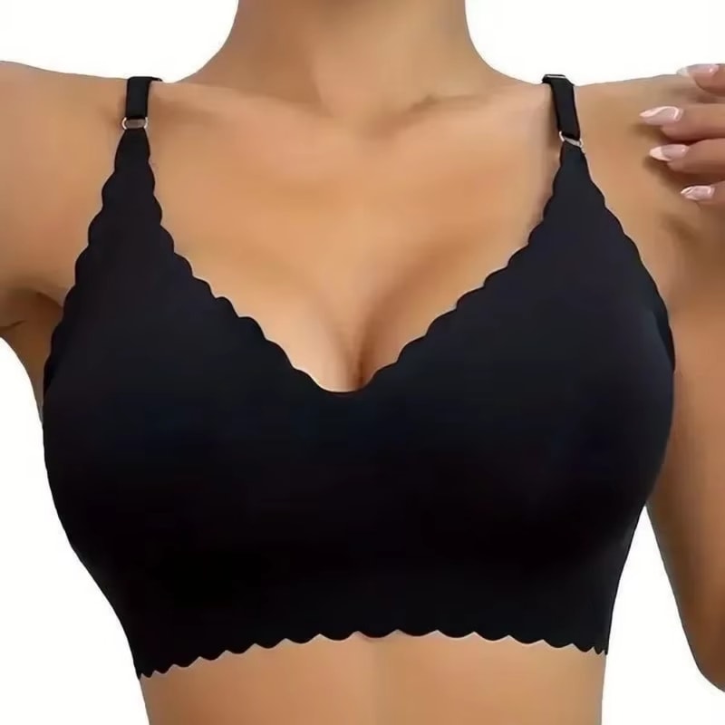 Ice Silk Underwear Comfy Bra WireFree Padded Wavy Edge Invisible Yoga Wear Ladies Bra Seamless Brea