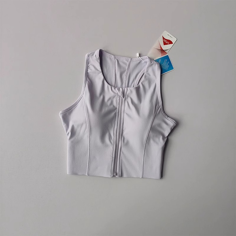 Womens High Impact Sports Bra Top, Front Zipper, Breathable Shockproof Fitness Vest for Running, Gym Wear, Yoga Brassier