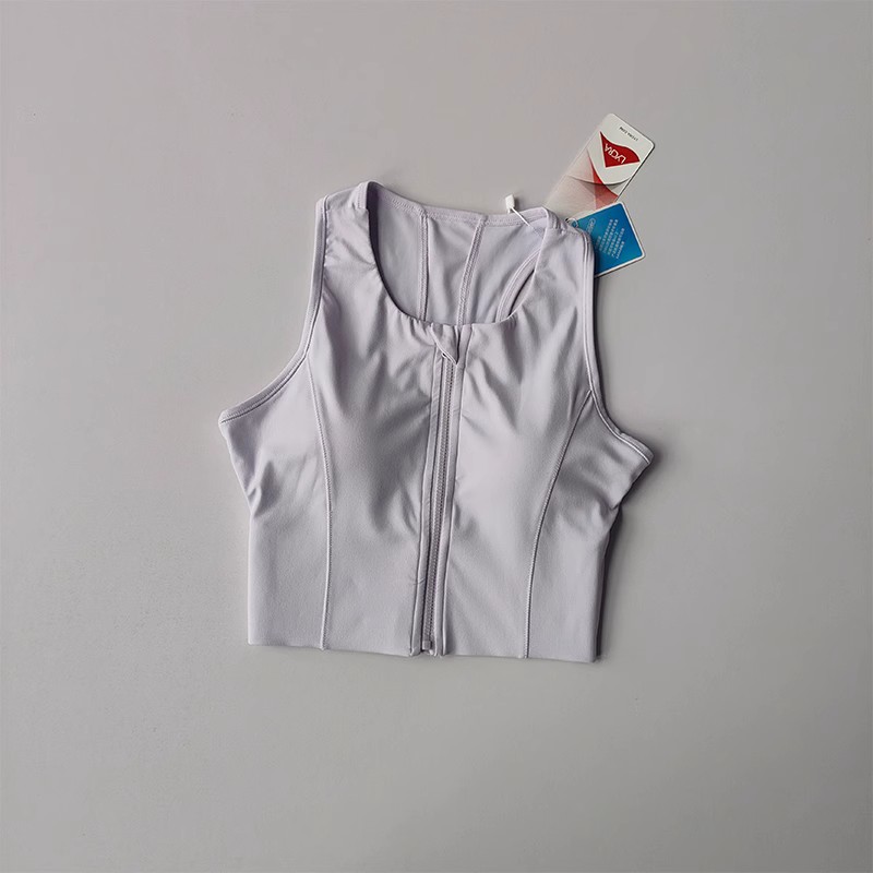 Womens High Impact Sports Bra Top, Front Zipper, Breathable Shockproof Fitness Vest for Running, Gym Wear, Yoga Brassier