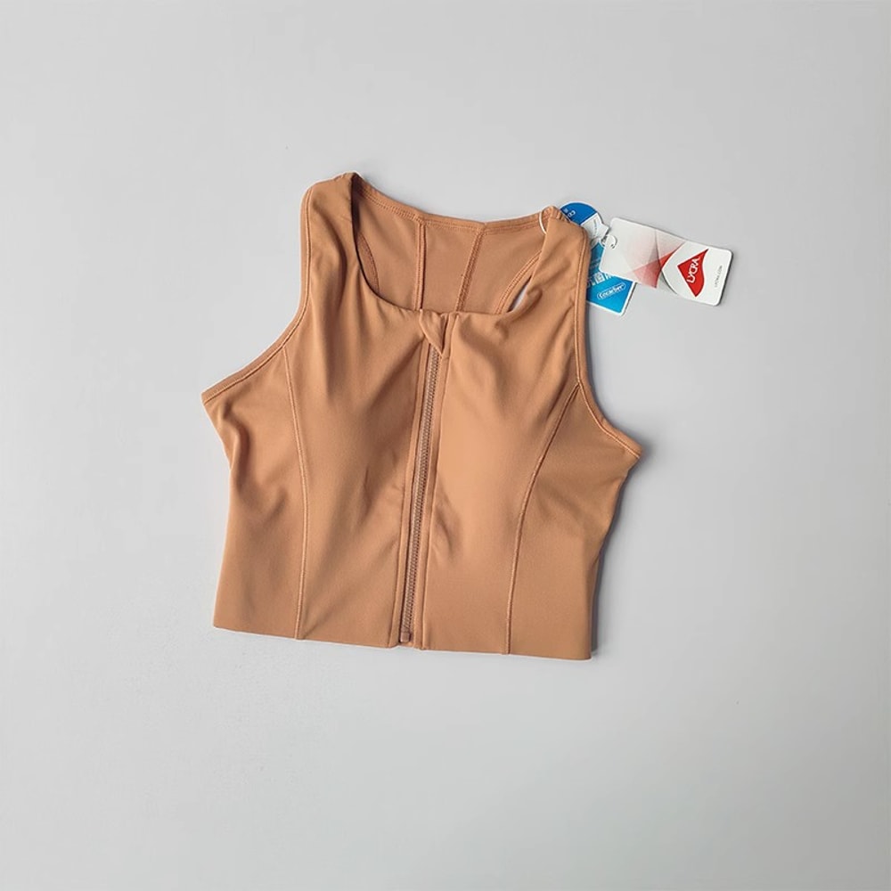 Womens High Impact Sports Bra Top, Front Zipper, Breathable Shockproof Fitness Vest for Running, Gym Wear, Yoga Brassier