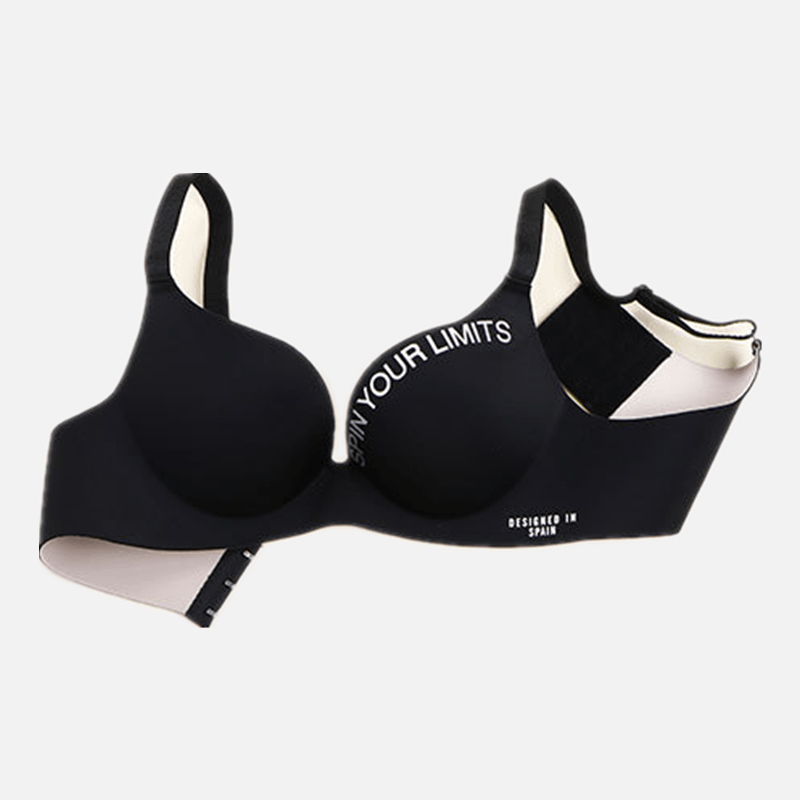 Fashion Alphabet Print Bra, Womens One-Piece Bralette, Seamless, Breathable, No Steel Ring, Sleep Brassiere for Comfort