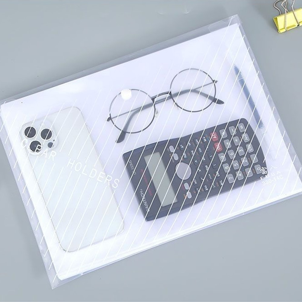 File Bags Transparent Plastic LargeCapacity Waterproof Storage SnapOn Type Test Paper Organizer For 4