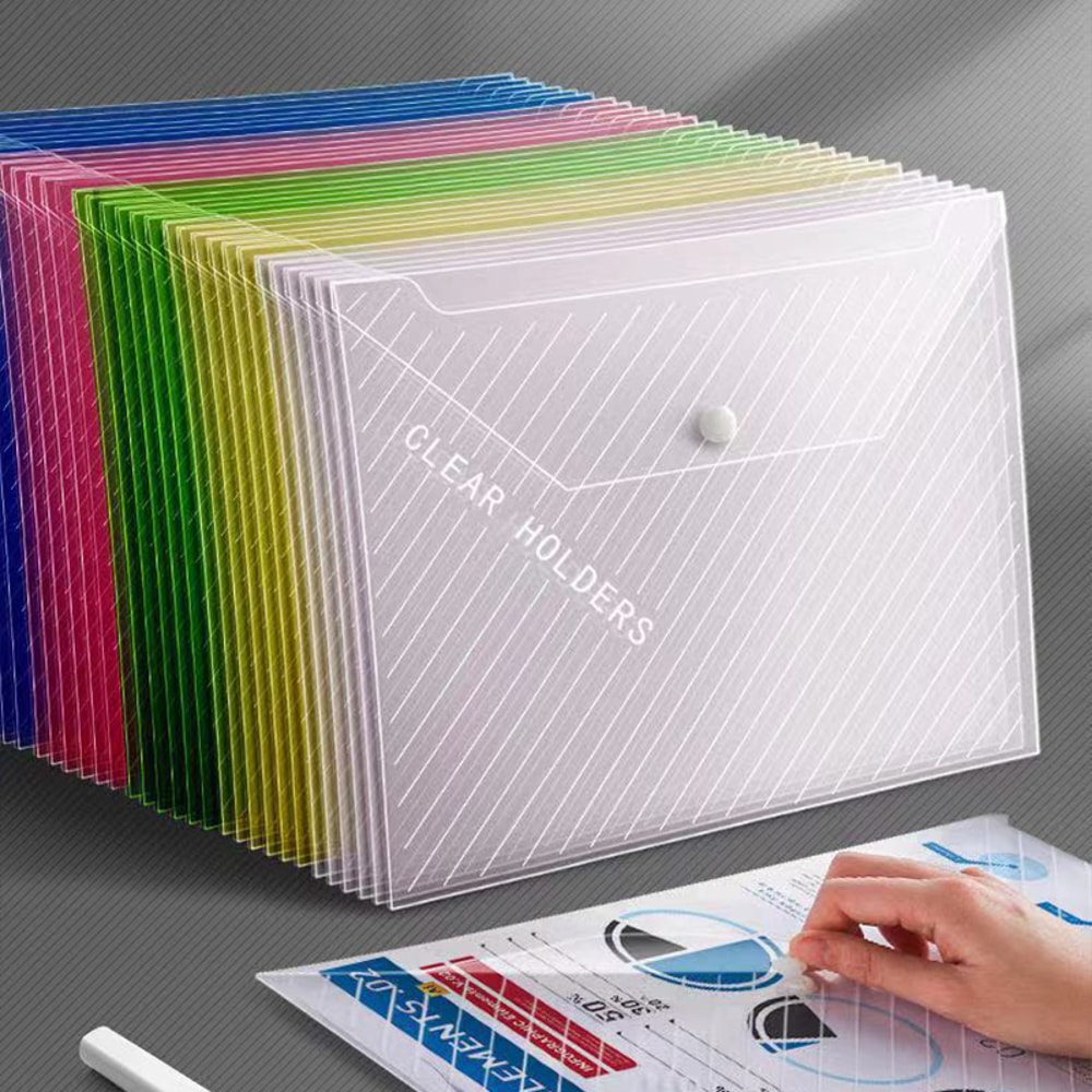 File Bags Transparent Plastic LargeCapacity Waterproof Storage SnapOn Type Test Paper Organizer For 5