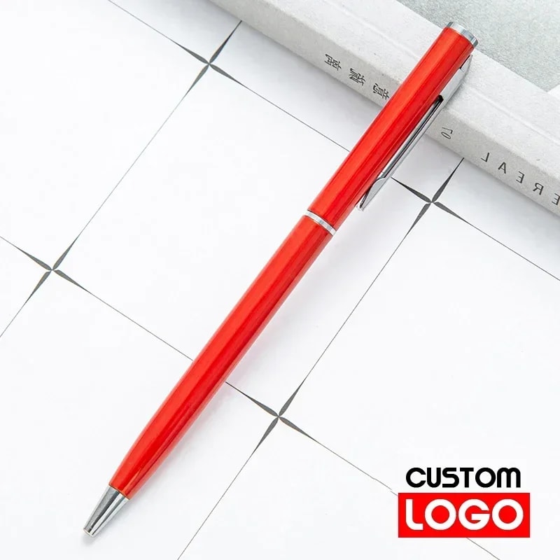 Metal Ballpoint Pens Rose Gold Custom Logo Engraved Name Advertising Lettering School Office Suppli 10