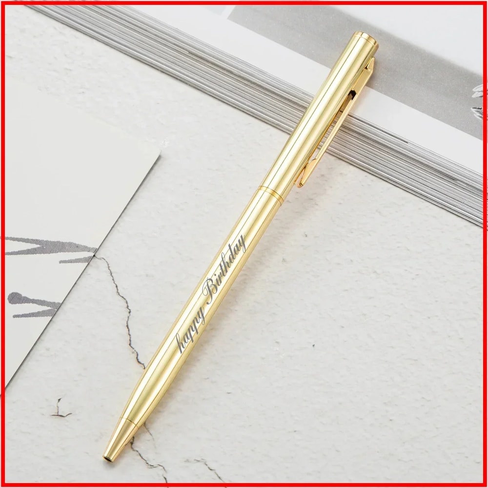 Metal Ballpoint Pens Rose Gold Custom Logo Engraved Name Advertising Lettering School Office Suppli 14