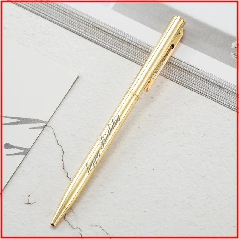 Metal Ballpoint Pens Rose Gold Custom Logo Engraved Name Advertising Lettering School Office Suppli 14