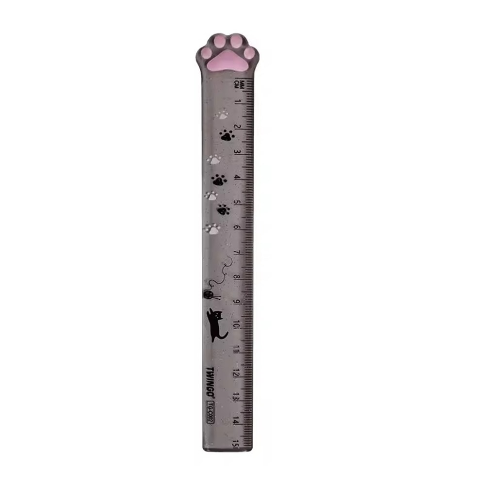 Cute Cat Paw Design Straight Ruler, Measurement and Drawing Function, Student Office Stationery Supplies