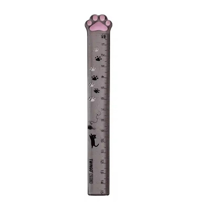 Cute Cat Paw Design Straight Ruler, Measurement and Drawing Function, Student Office Stationery Supplies