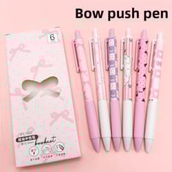 pink bowknot quick-dry gel pens, fine point, smooth writing for office and school supplies, perfect for everyday use